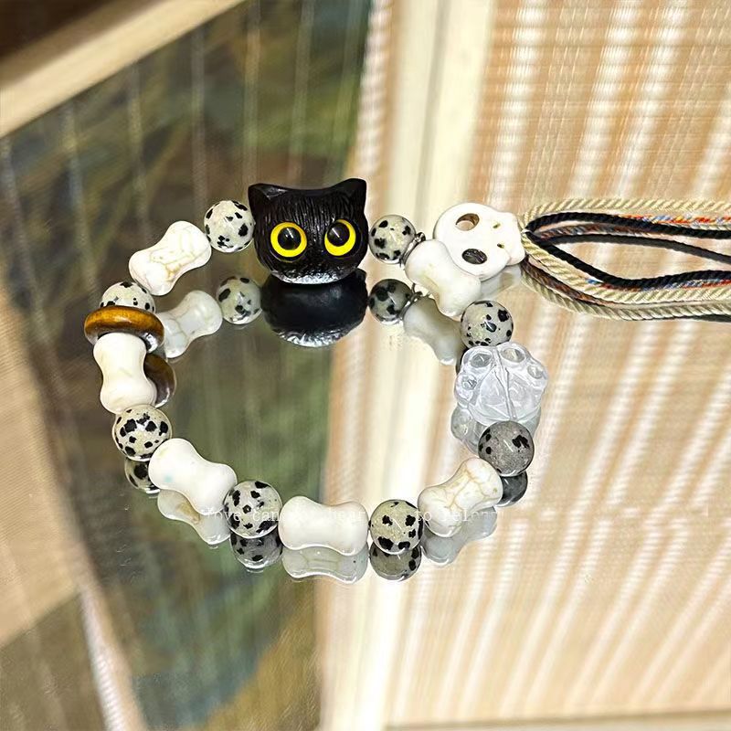 Verspielt Katze und Knochen Charme Armband Brehn