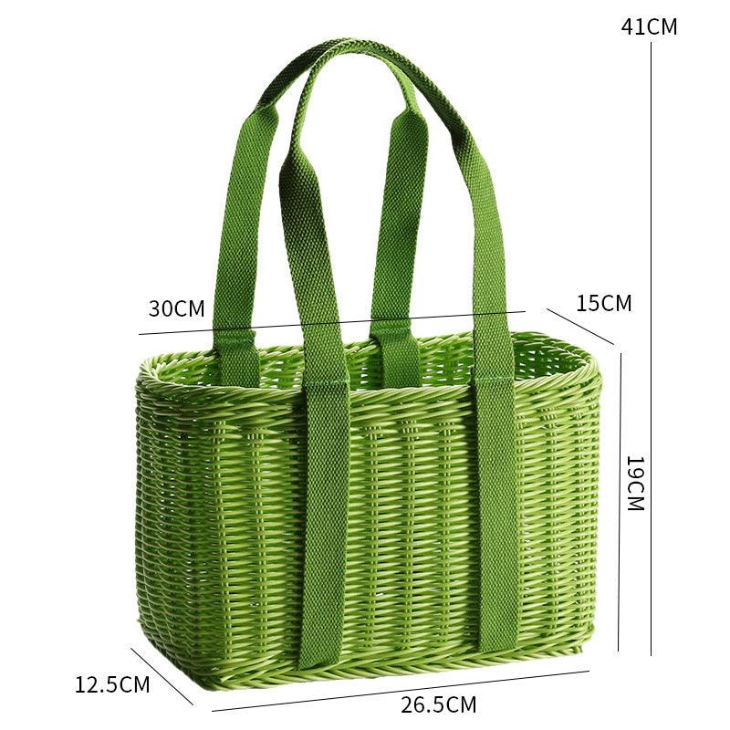 Unisex Robust geflochtener Einkaufskorb mit bequemen Stoffgriffen Brehn