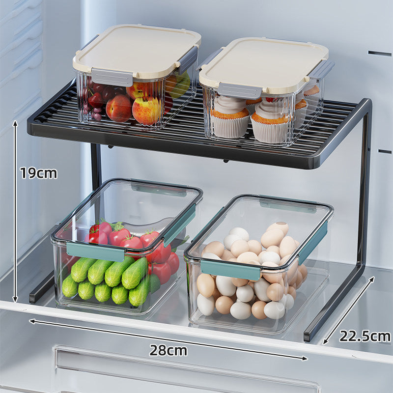 Doppelschicht Kühlschrank Regal Organizer Rack mit lamellierter Oberseite