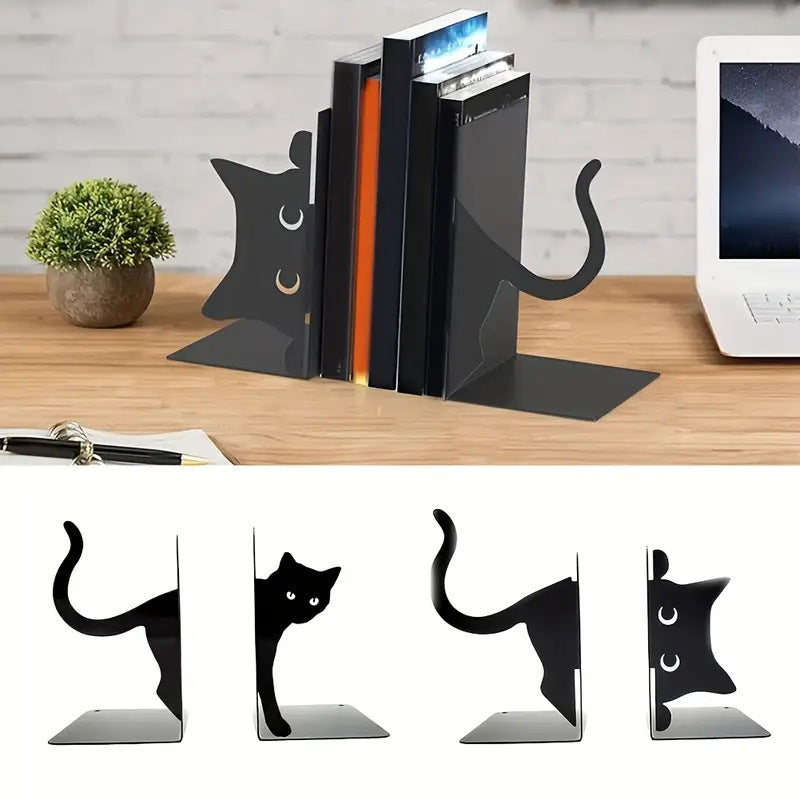 Katzenförmige Metallbuchstützen