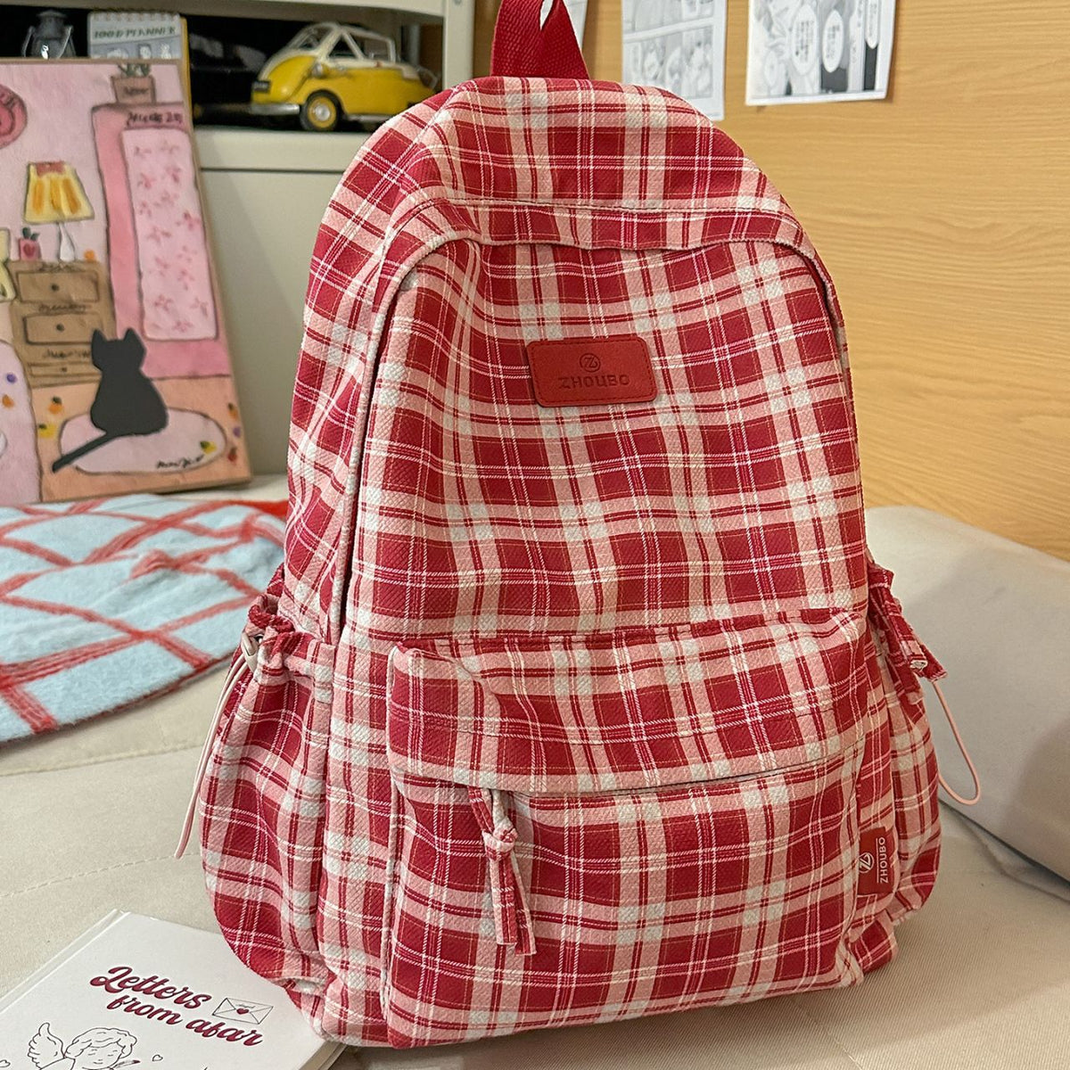 Stylische kariert gemusterte Rucksack Brehn