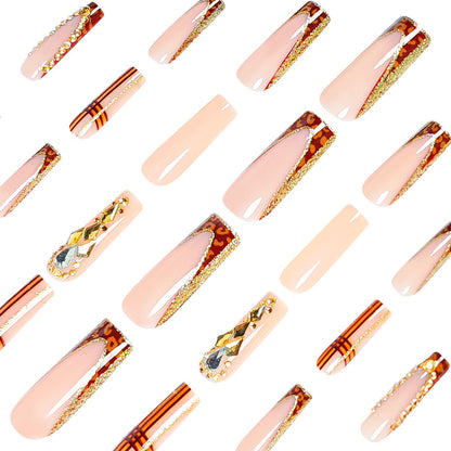 Dekorative Stiletto Nagelkunst Tipps mit Edelsteinen Brehn