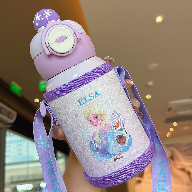 Damen Isolierte Trinkflasche mit niedlichem Kaninchen-Design und praktischem Tragegurt Brehn