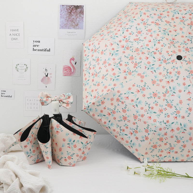 Damen Automatischer Regenschirm mit buntem Blumenmotiv Brehn
