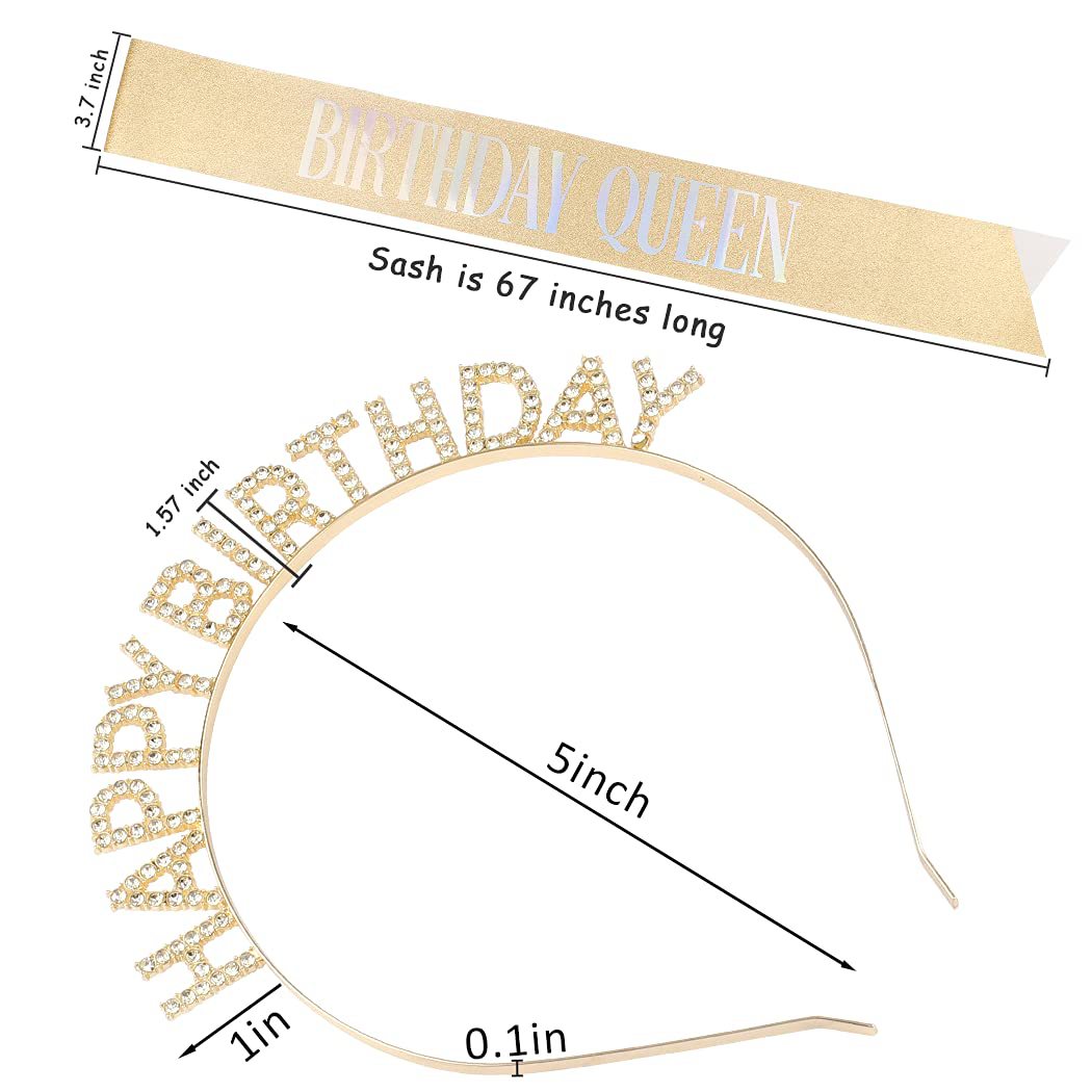Damen Glitzernder Haarreif mit "Happy Birthday" Aufschrift Brehn