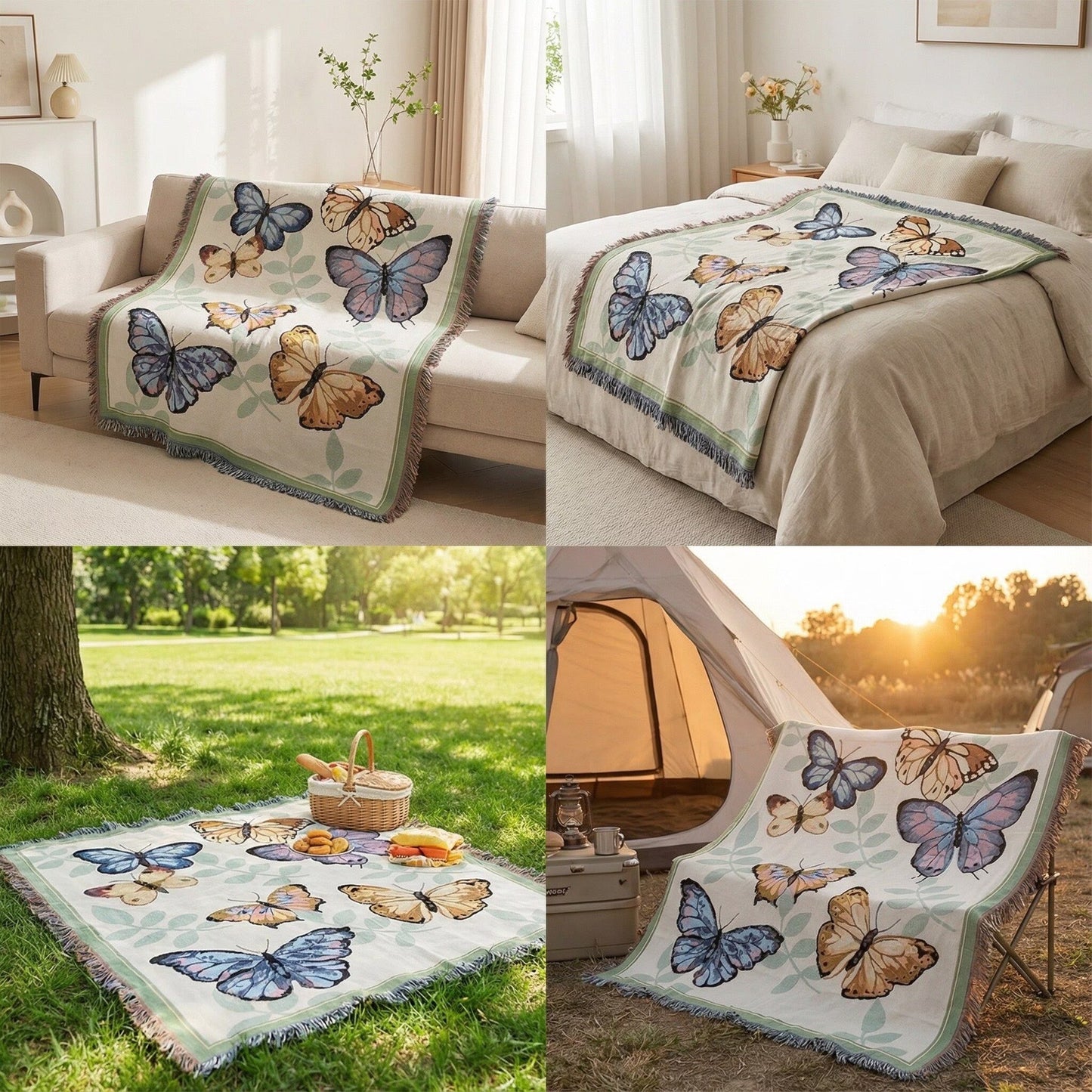 Dekorative, von Herbst inspirierte Wandteppich-Wurfdecke