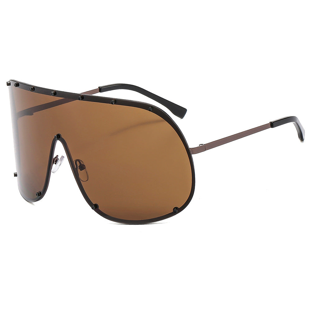 Damen futuristische Sonnenbrille mit großem Rahmen und innovativem Design Brehn