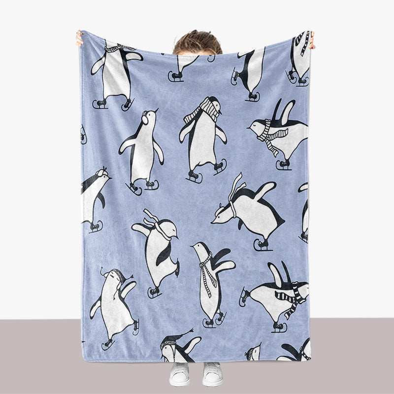 Pinguin-Themen-Plüsch-Wurfdecke