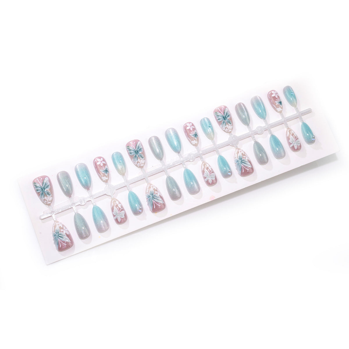 Butterfly Floral Press-On Nagelkunstset Brehn