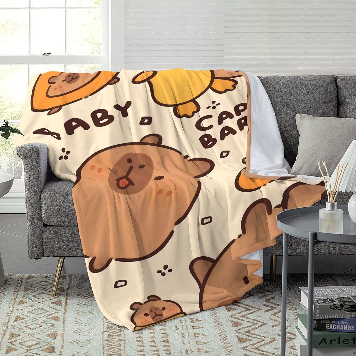 Niedliches Cartoon-Capybara-Themen-Wurfdecke