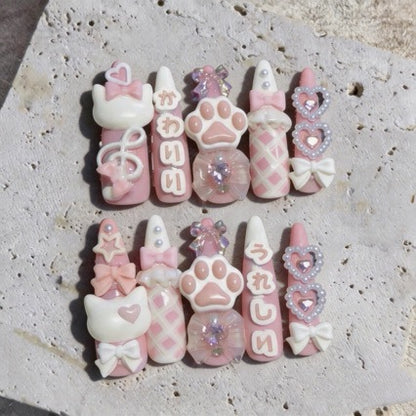 Dekoratives thematisches 3D Press-On Nagelkunstset