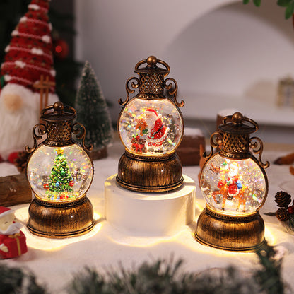Nostalgische Weihnachtslaterne mit beweglicher Schneemann-Szene Brehn