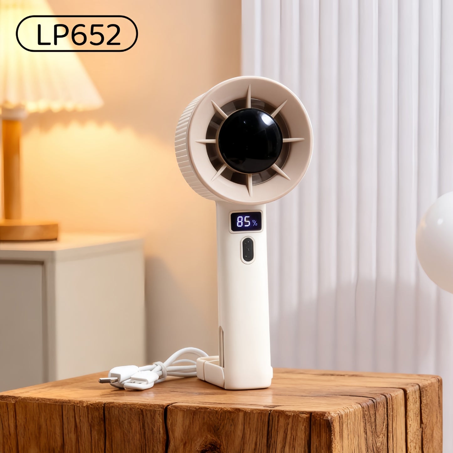 Damen tragbarer Tisch-Ventilator mit LCD-Display und USB-Ladefunktion Brehn