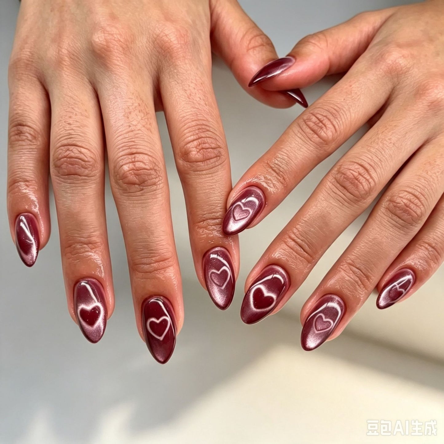 Kunstnägel mit Luxuriösem Herz-Design und Schimmerndem Finish Brehn