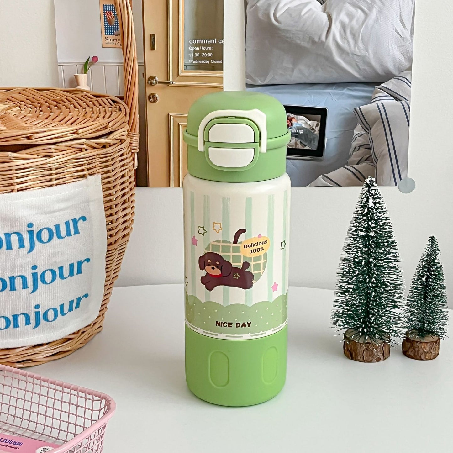 Damen Isolierte Trinkflasche mit fröhlichem Hundedesign Brehn