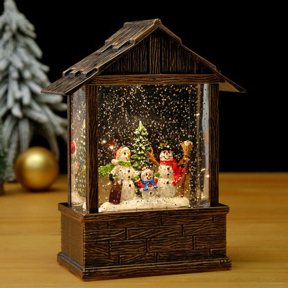 Nostalgische Schneekugel-Dekoration mit Weihnachtsmann und Kindern Brehn