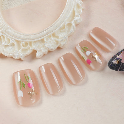 Elegantes Glitter-Akzent Press-On Nagelset