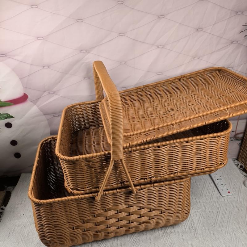 Multi-Compartment Woven Storage Basket Brehn