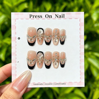 Anpassbare Glitter-Akzent Press-On Nägel