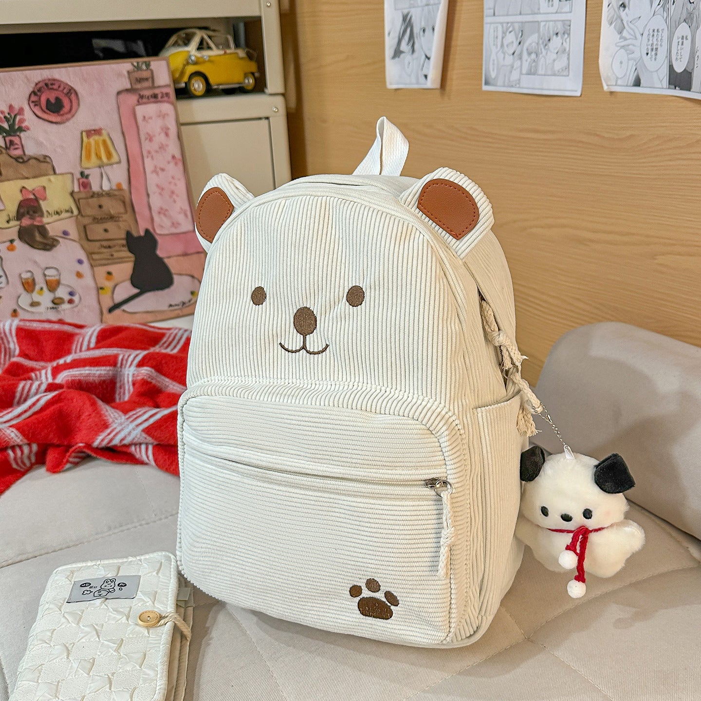 Rucksack mit Niedlichem Bärenmotiv und Praktischen Fächern Brehn
