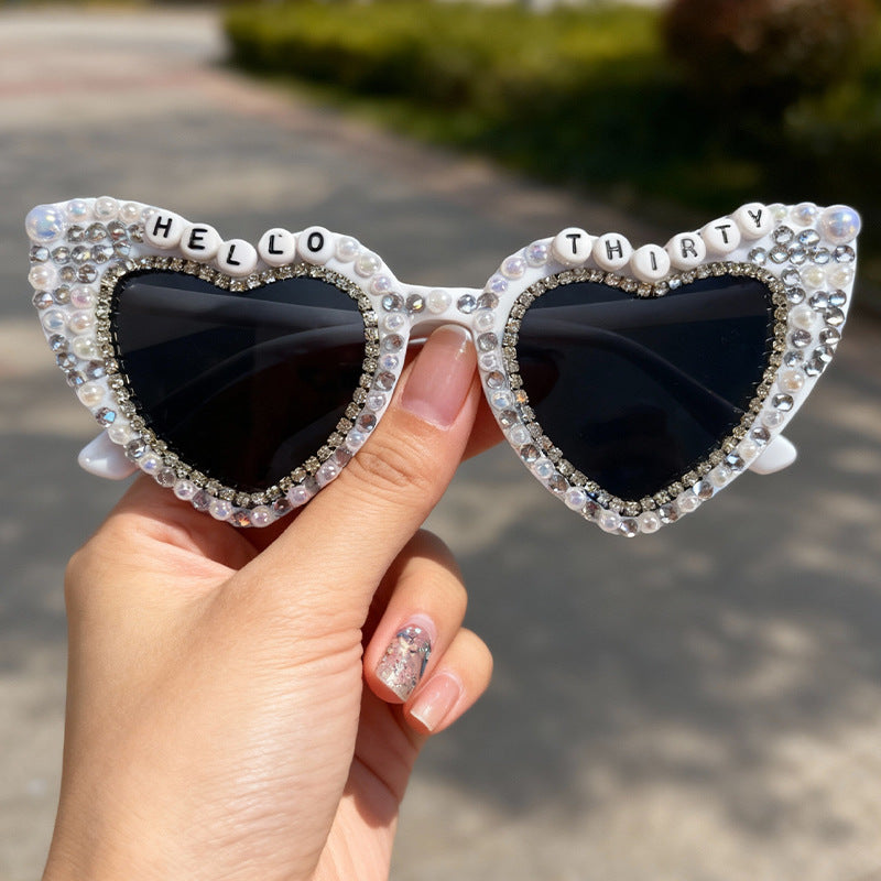 Herzförmige mit Perlen verzierte Sonnenbrille Brehn
