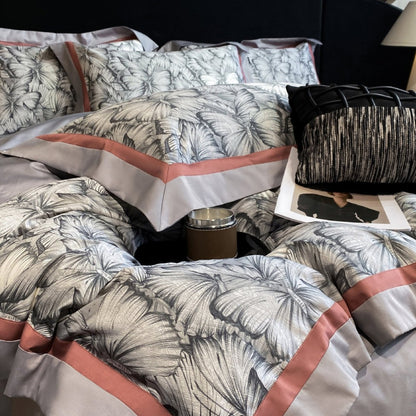 Schmetterlingsdruck Baumwollsatin Bettbezug Set mit Kontrastbordüre