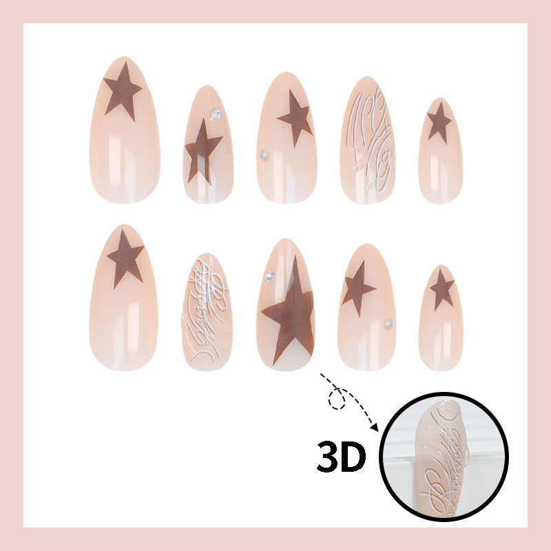 Kunstnagelset mit eleganten Sternenmotiven und Glitzerakzenten Brehn