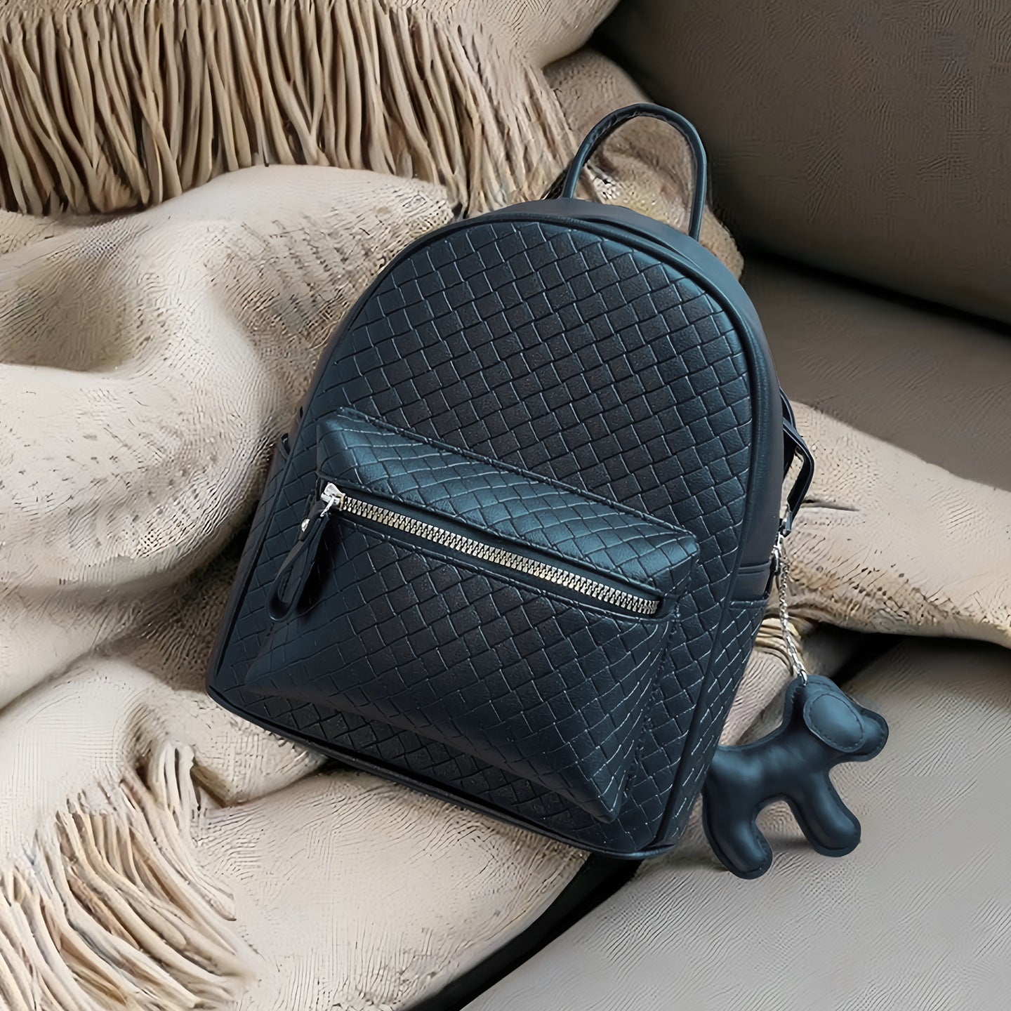 Gewebter Leder Mini-Rucksack Brehn