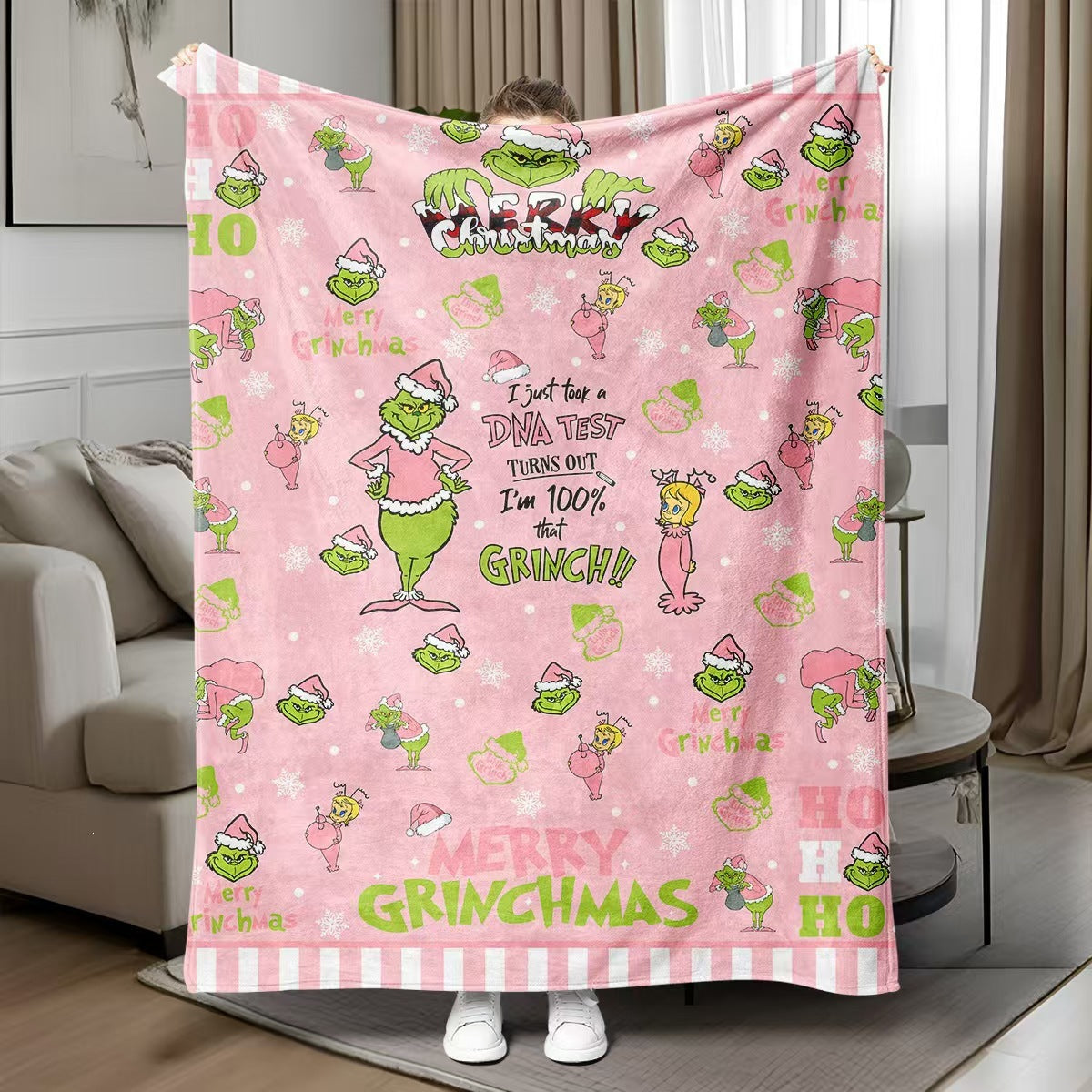 Fun Grinch-Themen Fleece-Wurfdecke