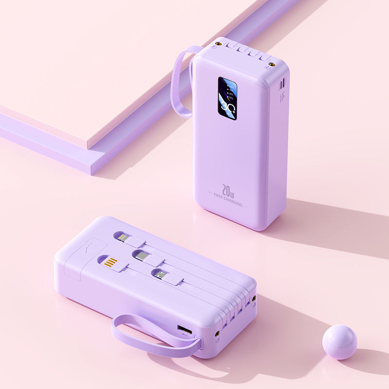 tragbare Schnelllade-Powerbank mit integrierten Ladekabeln Brehn