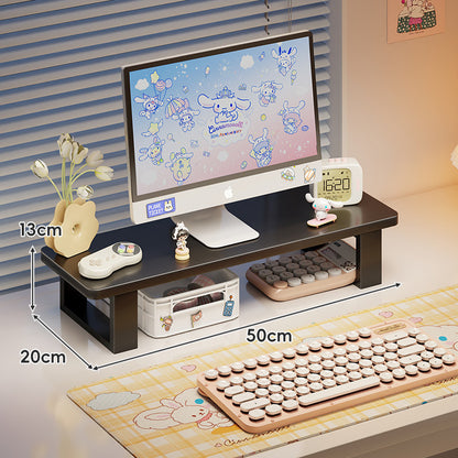Bambus-Desktop-Monitorständer mit Unterregal-Tastaturlagerung und Kabelmanagement
