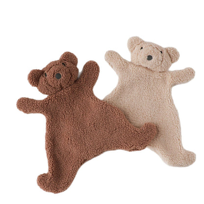Handgefertigte Bio-Baumwolle Hasenpuppe mit Leinenjacke und karierten Shorts