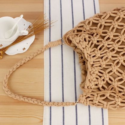 Trendige Makramee-Tasche mit Geflochtenem Tragegriff Brehn