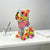 Bunte Dekofigur eines Hundes im modernen Design Brehn