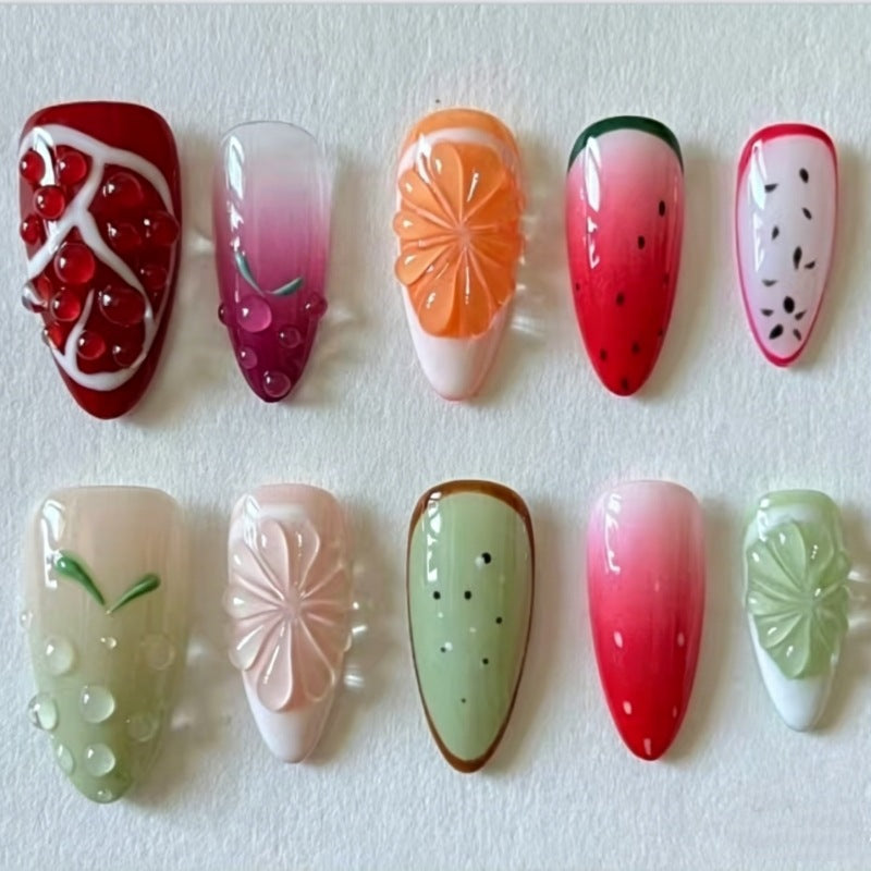 Frucht-Themen Press-On Nail Set Brehn