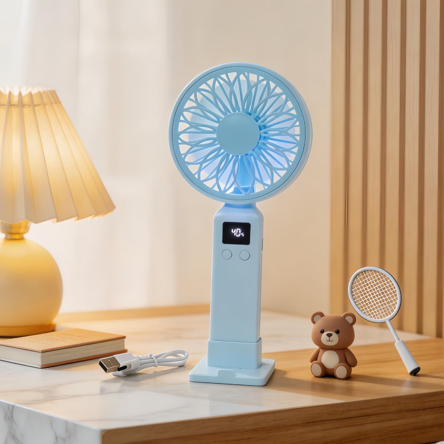 Damen Tragbarer Akku-Handventilator mit digitaler Steuerung Brehn