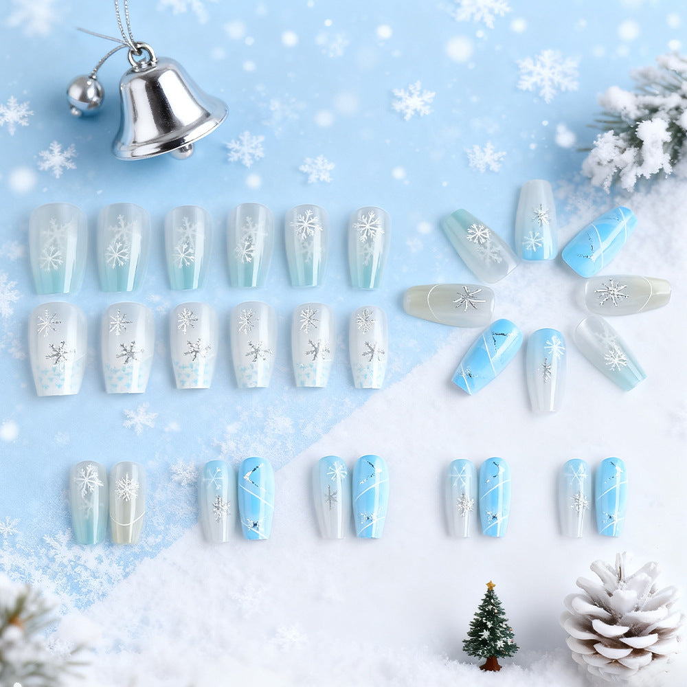 Festliche Schneeflocken Press-On Nagelkunst Brehn