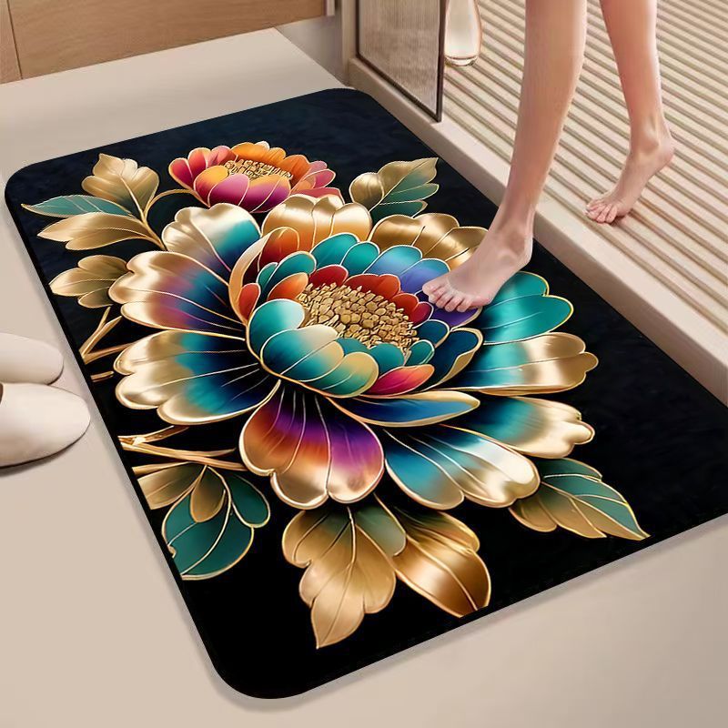 Florales Design Rutschfeste Badematte Brehn