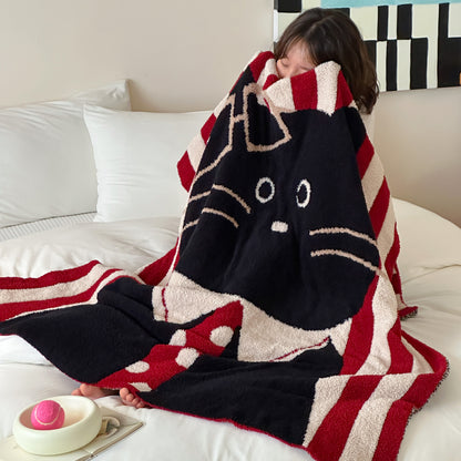 Übergroße Chenille Jacquard-Decke mit cartoonhaftem Welpenmotiv