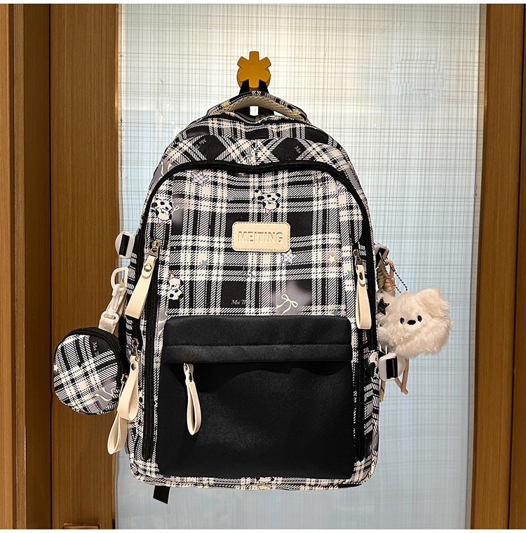 Multi-Funktionales Karierter Schul Rucksack