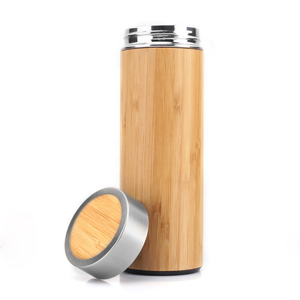Damen elegante Isoliertrinkflasche aus Bambus mit doppelter Wandung Brehn