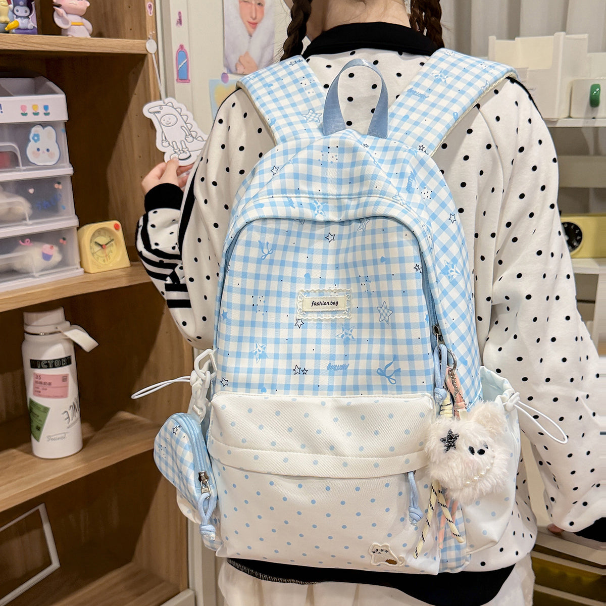 Stylischer Karostoff Casual Rucksack Brehn