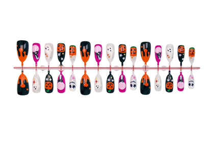 Halloween Kunstnagelset mit kreativen Geister- und Kürbismotiven Brehn