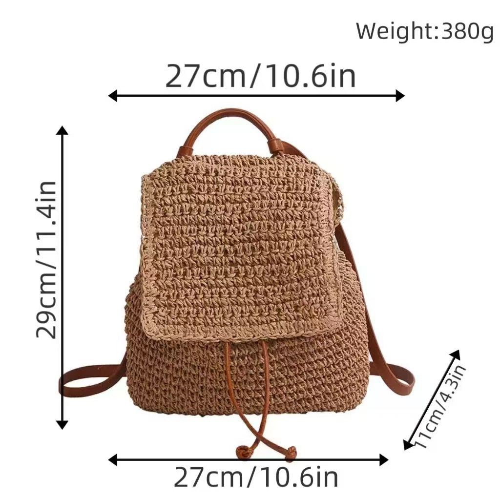 Rucksack mit Handgehäkeltem Design und Robusten Lederträgern Brehn