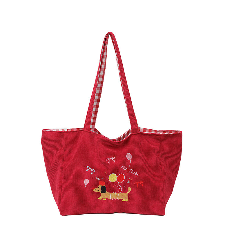 Baumwoll-Tasche mit Verspieltem Hundemotiv Brehn
