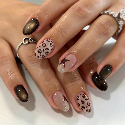 Luxuriöse Leopardenmuster Press-On Nagelkunst