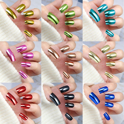 Glänzende metallische Press-On Nagelkunst Brehn