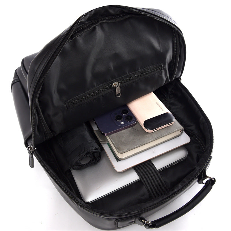 Stylischer Mehrfachfächer-Leder-Rucksack Brehn