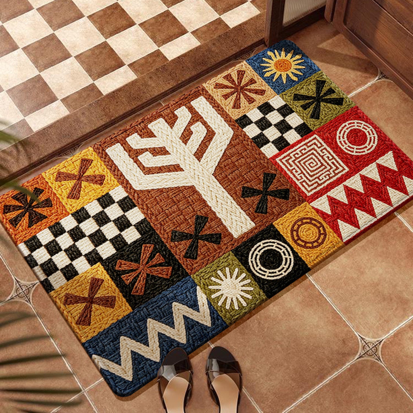 Künstlerische Patchwork-Bodenmatte