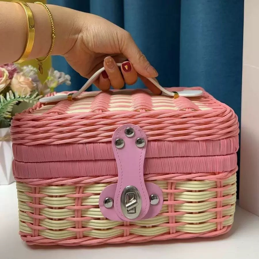 Damen Robuster Rattan Aufbewahrungskoffer Brehn
